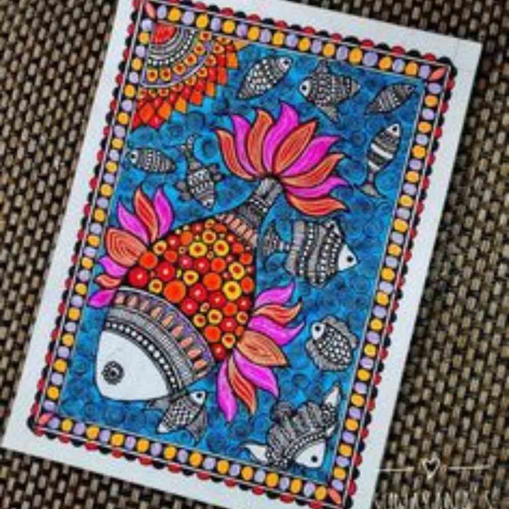 Madhubani Handpainted Greeting Cards ( 8*5 * 5.5 in )